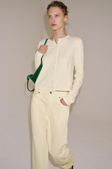 Zara Футболка из 100% хлопка на пуговицах
