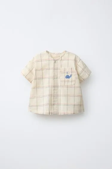 Рубашка в клетку с вышивкой- Заказать в России