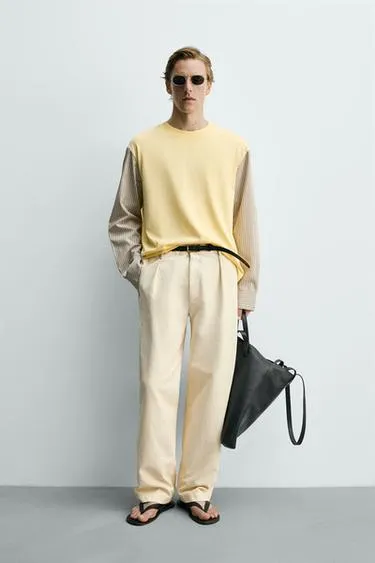 Футболка  с контрастными рукавами