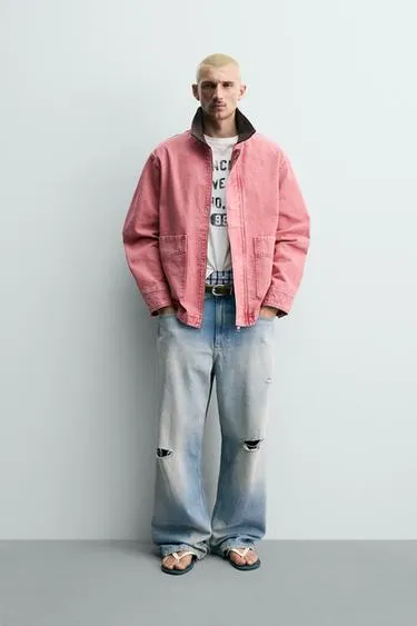 Куртка свободного кроя с контрастным воротником- Заказать в России