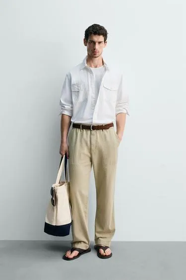 Брюки прямого кроя с эффектом потертости