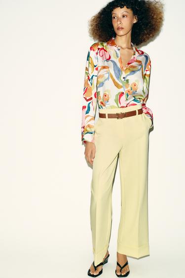 Zara Атласная рубашка с цветочным принтом купить с доставкой.