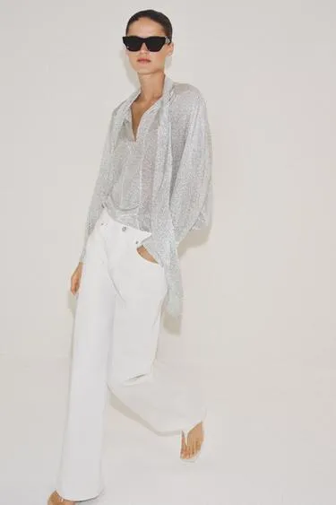 Рубашка в горошек с завязками — коллекция Zara «Zw»- Заказать в России