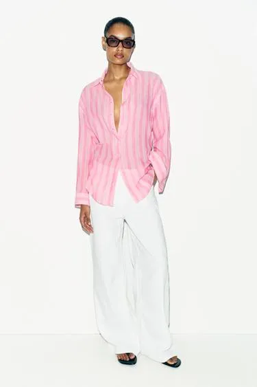 Объемная рубашка в полоску- Заказать в России