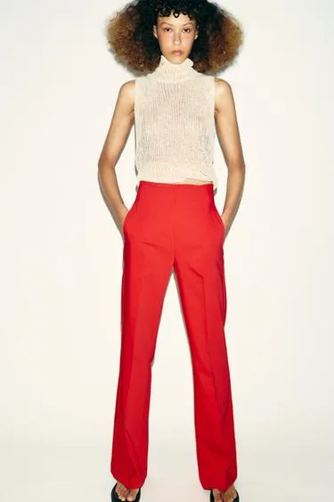 Брюки с высокой посадкой и молнией сзади- Заказать в России