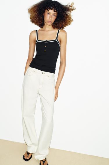 Zara Топ на бретелях с контрастной отделкой купить с доставкой.