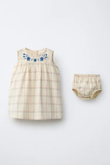 Платье и трусы в клетку с вышивкой- Заказать в России