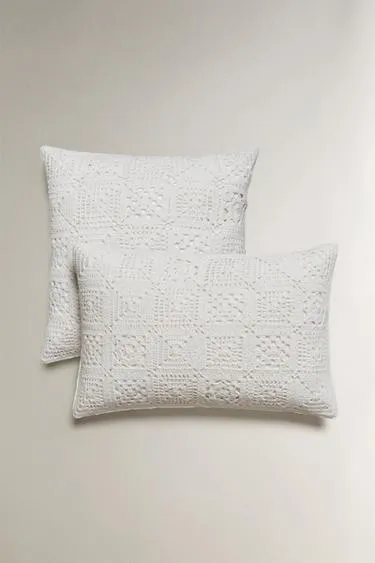 Комплект чехла для подушки из квадратов с крючком из хлопка