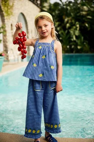 Топ в клетку виши с вышивкой «лимоны» — Casa Lawa X Zara Kids- Заказать в России