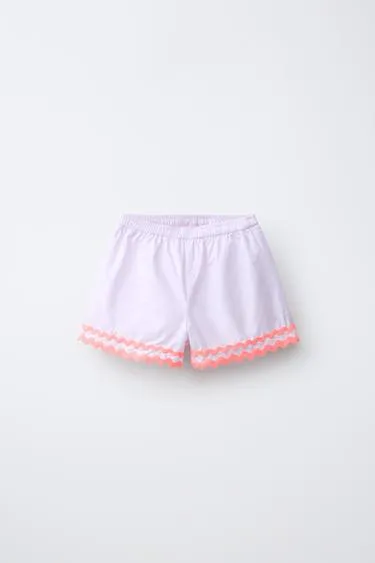 Шорты-бермуды из поплина с контрастным волнистым краем Casa Lawa X Zara Kids