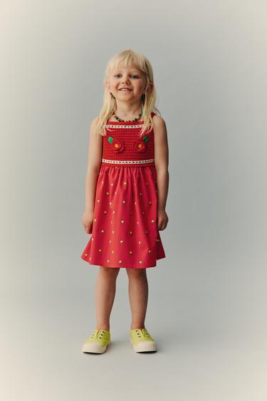 Zara Платье с вышивкой и цветочными деталями — CASA LAWA X ZARA KIDS