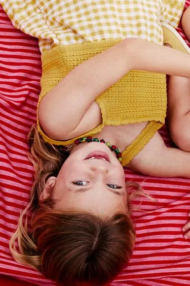 Трикотажное платье в клетку виши с лимонами — Casa Lawa X Zara Kids