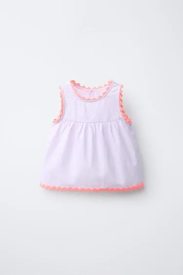 Топ из поплина с волнистым контрастным краем Casa Lawa X Zara Kids