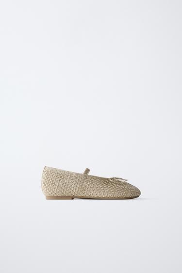 Zara Туфли балетки с кружевными вставками купить с доставкой.
