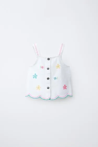 Топ из саржи с вышивкой крестиком- Заказать в России