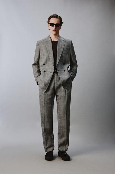 Zara Костюмные брюки в клетку из смесовой шерсти и льна — ZARA «AARON LEVINE»