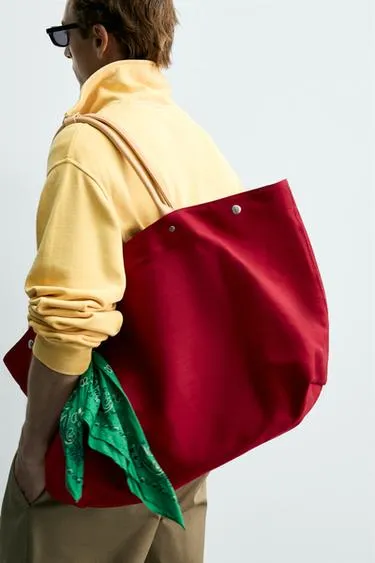 Сумка-шопер Zara «Aaron Levine» с кожаными деталями