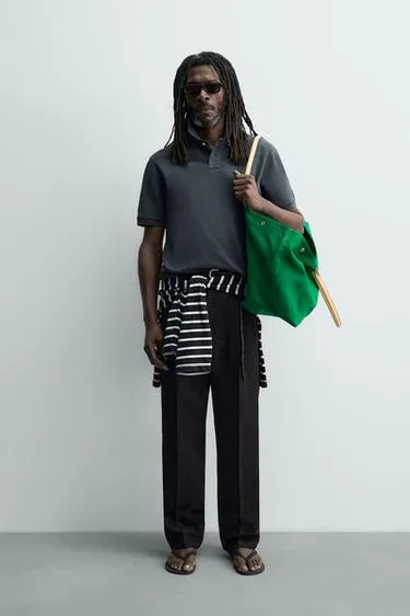 Поло пике с эффектом потертости Zara «Aaron Levine»