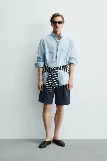 Рубашка свободного кроя с карманами Zara «Aaron Levine»