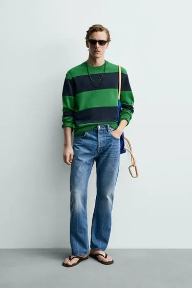 Жаккардовый свитер в полоску Zara «Aaron Levine»- Заказать в России