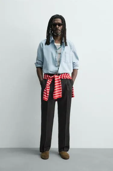 Рубашка жаккардовый деним Zara «Aaron Levine»- Заказать в России