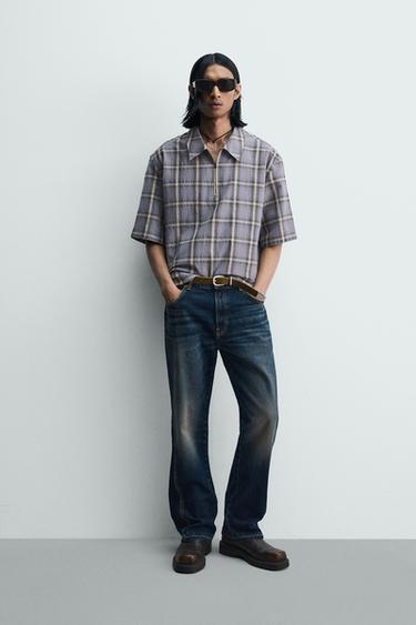 Zara Рубашка-поло в клетку на молнии