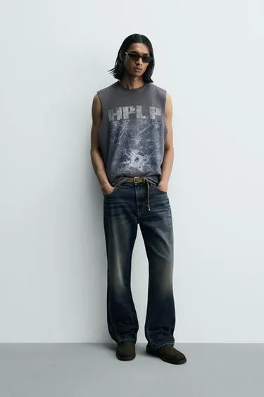 Топ без рукавов с принтом и эффектом потертости- Заказать в России