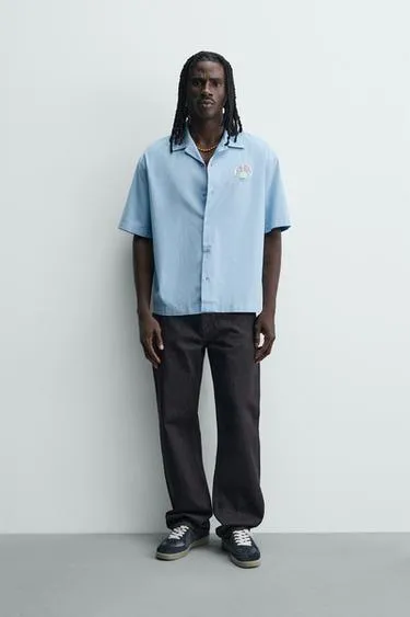 Рубашка свободного кроя из лиоцелла и хлопка с принтом