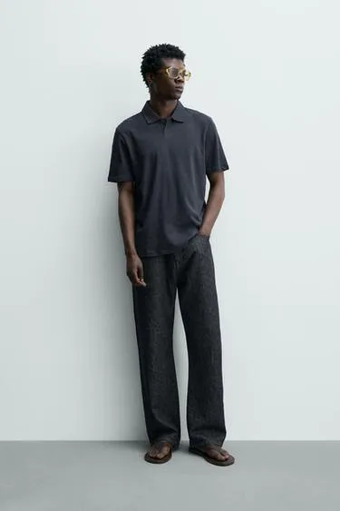 Поло стандартной посадки из хлопка и льна