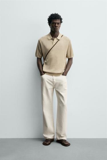 Zara Поло из шелка и льна купить с доставкой.