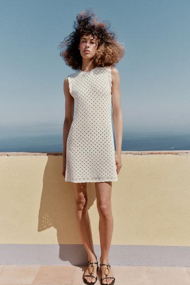 Zara Мини-платье из трикотажа POINTELLE