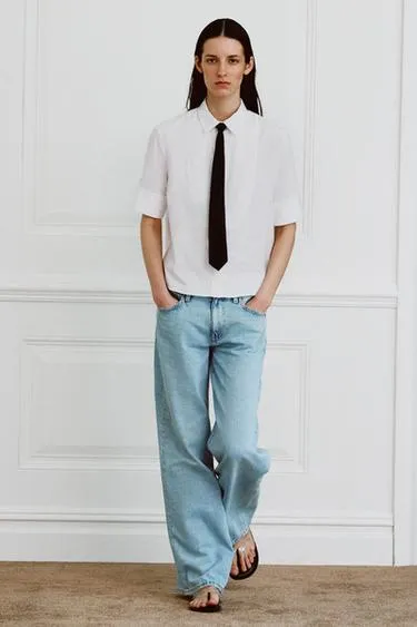 Рубашка с нагрудником и съемным галстуком — коллекция Zara «Zw»