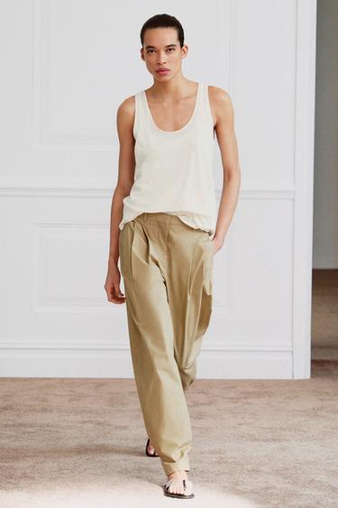 Zara Топ из хлопка и льна