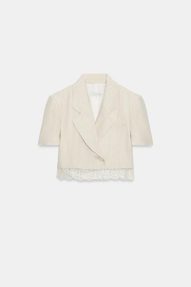 Zara Короткий блейзер с кружевом