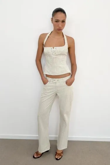 Топ в полоску с горловиной халтер- Заказать в России