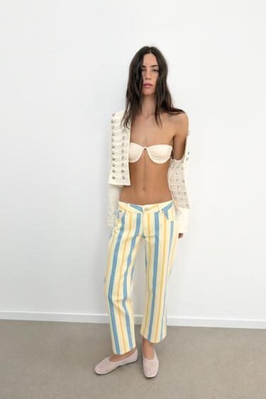 Zara Джинсы TRF прямого кроя с низкой посадкой в полоску