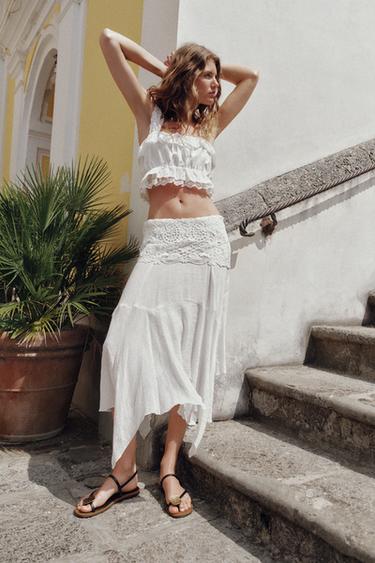 Юбка миди асимметричного кроя с вышивкой- Заказать в России