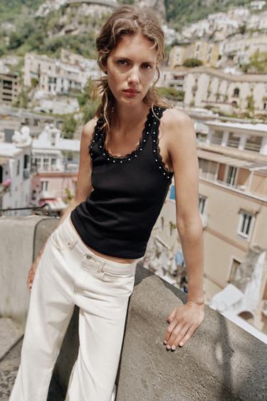 Топ с жемчугом и кружевом- Заказать в России