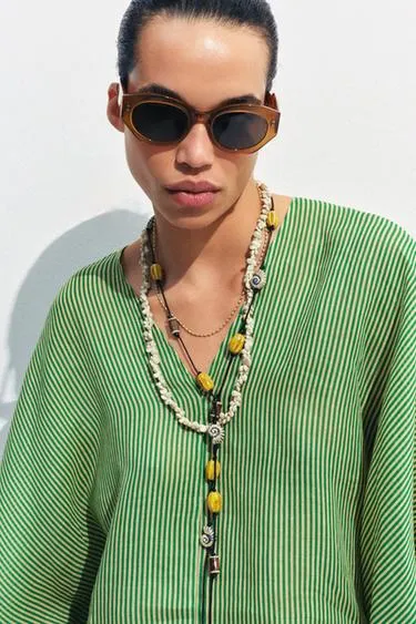 Набор из 3 ожерелий: шнур, ракушки и керамика