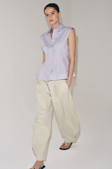 Zara Рубашка со складками и проймами — коллекция ZARA «ZW» купить с доставкой.