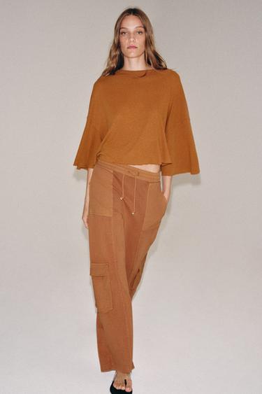 Zara Футболка из хлопка и льна