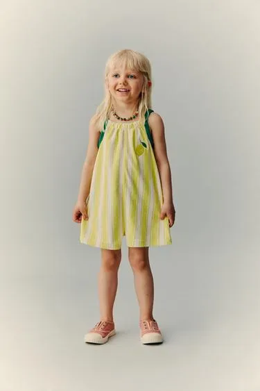 Короткий комбинезон из махровой ткани в полоску Casa Lawa X Zara Kids