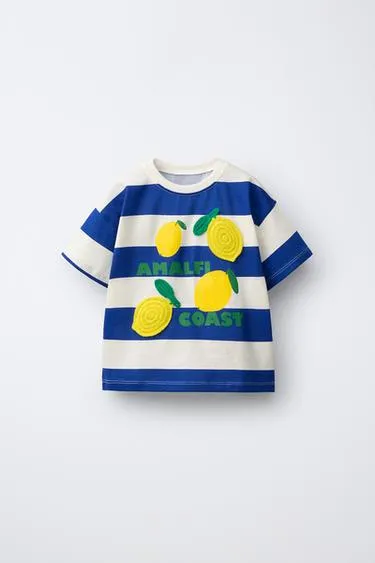 Футболка в полоску с нашивками-фруктами- Заказать в России
