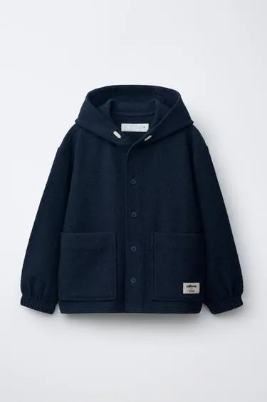 Куртка-рубашка с капюшоном из грубой ткани- Заказать в России