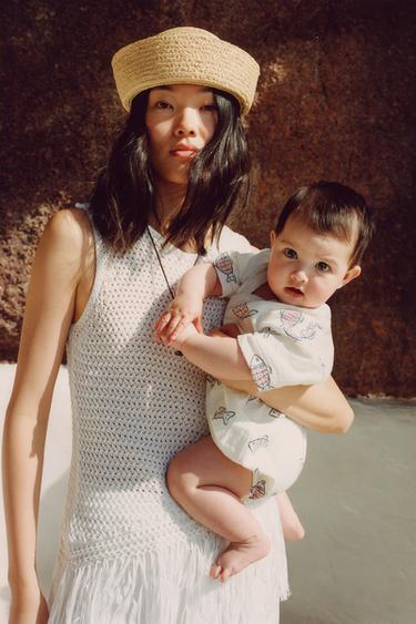 Zara Короткий комбинезон с принтом «рыбы»