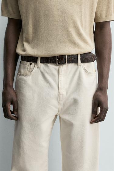 Zara Широкий ремень из кожи с эффектом кракле