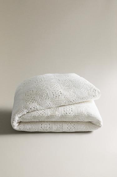 Zara Покрывало из хлопка с крючком в стиле пэчворк купить с доставкой.