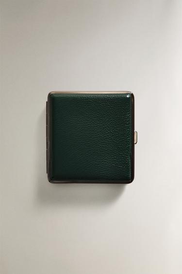 Zara Зеленый кожаный портсигар