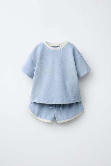 Zara Комплект из футболки и шортов из махровой ткани