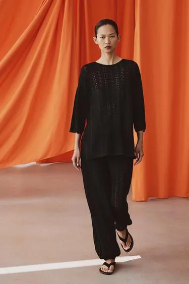 Трикотажные брюки-бомберы с узором Pointelle